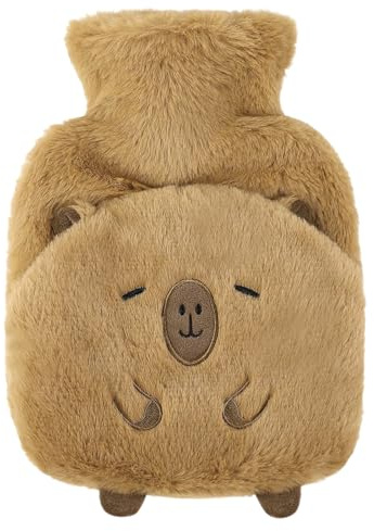 Wärmflasche Tier 1L Wasserschwein – Wärmflasche mit Weichem Bezug, 28×20cm