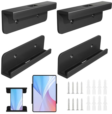 NCOALE 2 Pairs Tablet Wall Mount, Universal Acrylic Tablet Holder Compatible with Ipad Wall Holder Screw Installation compatible with iPad iPhone Samsung Surface Huawei Xiaomi Lenovo