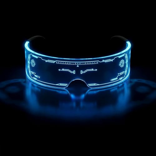 Herbst LED Brille, Leuchtbrille Party Damen Herren Coole Gadgets Cyberpunk, Futuristische Visierbrill für DJ Pult Karneval Halloween Bar Weihnachten Party