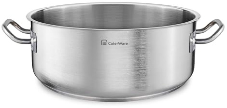 CATERWARE Pentola bassa, 40 cm, extra grande, in acciaio inox, per famiglie e grandi cucine