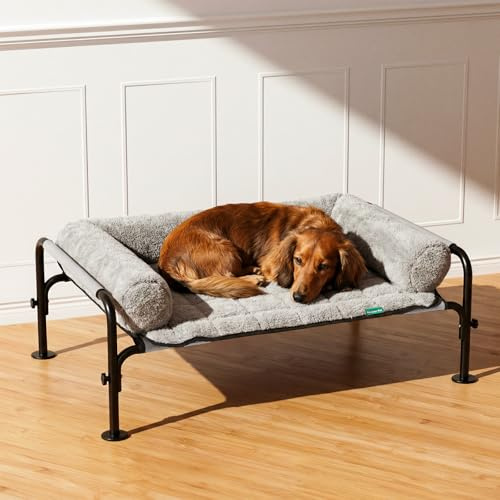 Gardner Pet Outdoor Hundeliege mit abnehmbarem Polstern, Grau, 88x55x31 cm