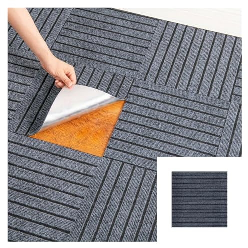 teppichfliesen selbstklebend 30x30cm Moderne Streifen Schlafzimmer Wohnzimmer Teppich Büro Kann Ausgebreitet Werden Boden Matte Selbst-adhesive Anti Slip(Grey,5pcs)
