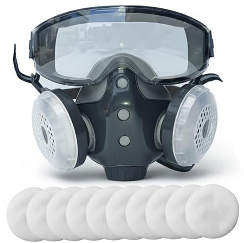 Maschera respiratoria a pieno facciale con filtri, respiratore a pieno facciale integrato per comfort e visione chiara, maschera antigas riutilizzabile per verniciatura, molatura, gas di lavoro chimi
