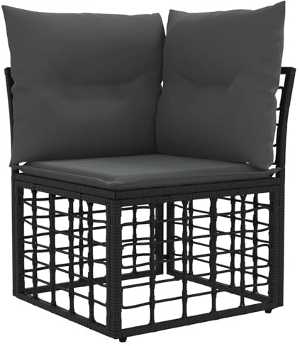 vidaXL Modulares Outdoor-Ecksofa Schwarz Poly-Rattan, Rustikales, wetterfestes Sofa-Set für die Terrasse, Flexibles Lounge-Mobiliar, wandelbares Design