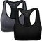 ANGOOL Damen Komfort Klassische Racerback Sport BH Top Fuer Yoga Fitness-Training, L Fit 80D 80DD 80E 85D 90BC 90D, Schwarz+grau