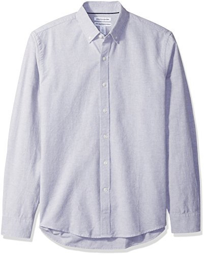 Amazon Essentials Men's Slim-Fit Long-Sleeve Oxford Shirt, Grey, L