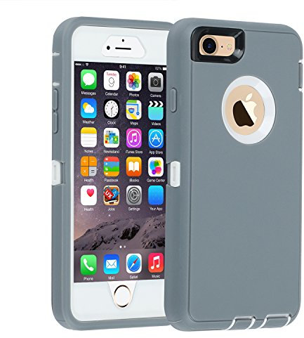 smartelf Case for iPhone 6/6s Heavy Duty With Built-in Screen Protector Shockproof Dust Drop Proof Protective Cover Hard Shell for Apple iPhone 6/6s 4.7 inch-Grey/White