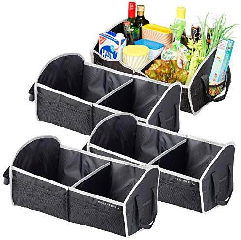 PEARL Auto-Boxen: 4er-Set Faltbare Kofferraumtaschen, je 2 Tragegriffe & Trennwand (Auto-Tasche, Aufbewahrung Kofferraum)