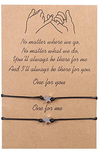 Xinzistar 2 Stück Freundschaftsarmband Paar Armbänder Langstrecken Versprechen Matching Armbande für Damen Herren Paare Beste Freunde Mutter Tochter (Stern)