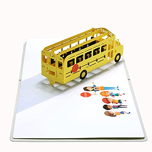 CUTPOPUP Back to School Card Pop Up Bus Geburtstagskarte 3D Popup Grußkarten Handgemachte Popup Geburtstagskarte DE
