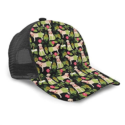 Oaieltj Unisex Baseball Cap Unisex Einstellbare Snapback Cap Cool Hip Hop Trucker Hat Atmungsaktive Dad Hat, Beach Dog Yellow Labrador Ananas, One size