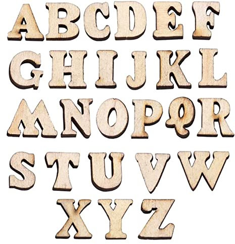 Osuter 300 Stücke Holz Buchstaben Natur Holz Alphabet A-Z Buchstaben Mixed Holzbuchstaben für Kunst Sammelbuch Handwerk DIY Dekoration