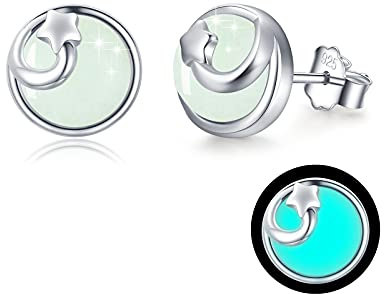 Damen Leuchtende Ohrstecker 925 Sterling Silber Stern Ohrringe Klein Nachtleuchtende Muttertags Weihnachts für Mädchen Frauen Kinder Mama Freundin Tochter