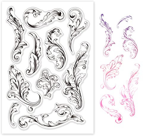 GLOBLELAND Barocktotem Silikonstempel Blumen Clear Stamps Transparentes Stempel Siegel Klare Stempel für Kartenherstellung und DIY Scrapbooking Dekor