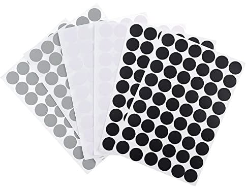 JaneYi 324 pcs 6 Sheets Self-Adhesive Screw Hole Stickers 21mm Screw Cap Covers White Grey Black - PVC Screw Cover Sticker 54 in 1 Dust-Proof Furniture Hole Cap for Wall Furniture Desk Cabinet Shelf