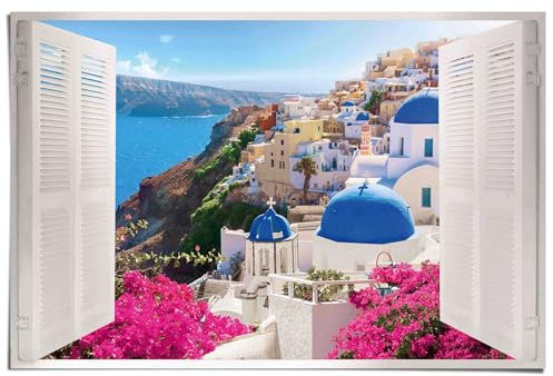 REINDERS Poster, Santorini, Hobbyraum, Poster, Wanddeko, Room Decor, 150 gr. glänzend Bilderdruckpapier, Blau, 61x91,5cm