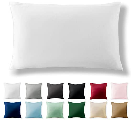 Alreya Renforcé Kissenbezug 40 x 60 cm - 100% Baumwolle mit YKK Reißverschluss, Superweicher Kopfkissenbezug 40x60, Kissenhülle, Weiß, nur Kissenbezug