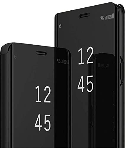 für Samsung S10 Plus Hülle Leder Flip Case Spiegel Handyhülle für Samsung Galaxy S10 Plus Schutzhülle 360 Grad Hard PC Stoßfest Cover Original Ständer Funktion Tasche Etui S10+ Hülle 6.4