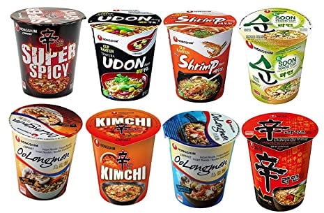 Nong Shim Korean Shin Cup Assorted Flavours Instant Noodle Ramyun Soup Box (24 Cups)