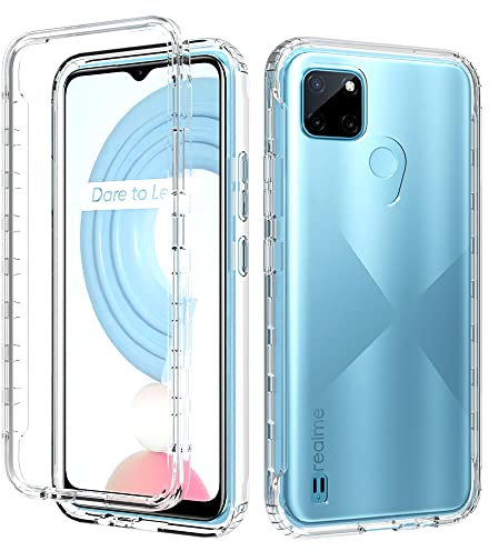 MOJIA Degradado Funda para Realme C21Y (C21-Y) / Realme C25Y, Silicona Suave Carcasa+PC Marco Antideslizante Prueba Golpes Ultrafina Carcasa Doble Protección. Transparente