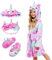 Piefry Peignoir Doux Fille Licorne Robes de Chambre à Capuche pour Filles avec Pantoufles de Licorne - Cadeaux pour Filles (Licorne Rose/Violet, 8-9 ans)