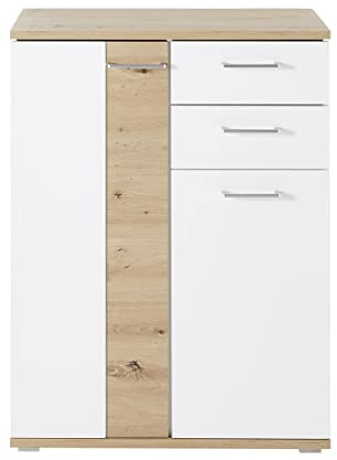 möbelando Schuhschrank >SIGNO II< (BxHxT: 80x106x38 cm) in Artisan/Weiß aus MDF