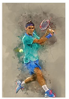 FISH DRAGATE Roger Federer Poster 9 Leinwand Poster Schlafzimmer Dekor Sport Landschaft Büro Zimmer Dekor Geschenk ohne Rahmen Stil 08x12 Zoll (20x30cm)