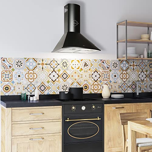 GURARI Cuisinière Set GCH E 612 BL r + GCH 046 BL 6, Retro verre ceramika Centre de cuisson 60 cm, Range Coocker, 60 L, noir + Hotte aspirante, Hotte murale 60 cm, 1000m3/h, noir