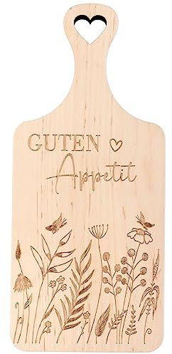 Spruchreif | Erlebrett mit Griff und Herzausschnitt | Frühstücksbrett mit Gravur | Schneidebrett mit Gravur | Brotzeitbrett mit Spruch | Schneidebrett aus Holz Küchenbrett mit Gravur „Guten Appetit“