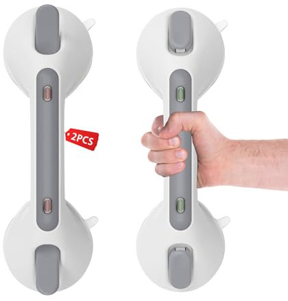 LORESJOY 2 Piezas 12in Asa de Seguridad para Baño, Apoyabrazos del Cuarto de Baño con Ventosa, Asa de Baño para Niños y Personas Mayores, Barra de Agarre para Baño, Asa de Barra de Seguridad