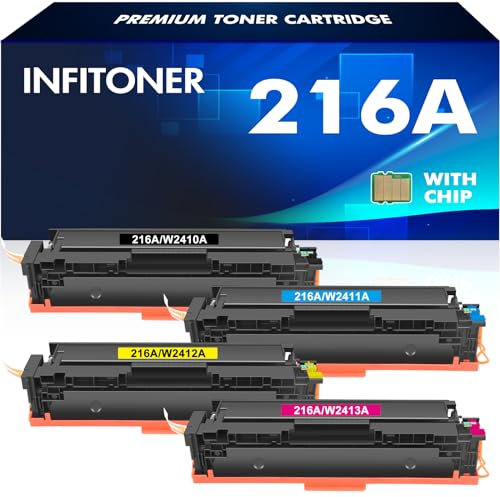 216A (Mit Chip) W2410A Toner für HP 216A Color Laserjet Pro MFP M183fw M182n M182nw M155a M155nw W2411A W2412A W2413A - Schwarz Cyan Gelb Magenta, 4er-Pack