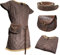 HiiFeuer Mittelalter Kostüm Tunic, mit Vintage-Gürtel und Tasche, Söldner Ritter Kleidung Rüstung, Renaissance LARP Cosplay Set für LARP Ren Faire und Halloween (Braun XL)