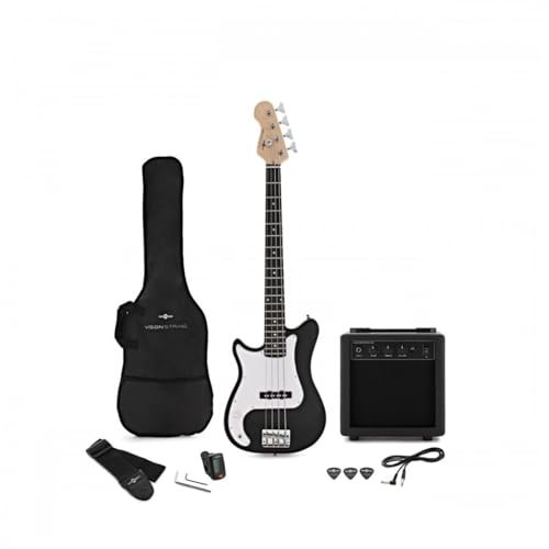 VISIONSTRING Guitarra Bajo Eléctrico 3/4 Mano Izquierda y Kit de Amplificador para Adultos y Principiantes