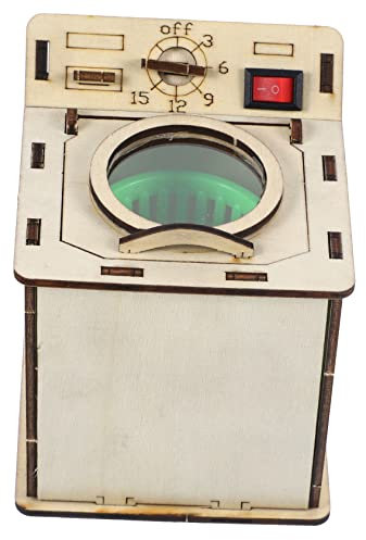 Hohopeti 1 Juego Materiales De Tecnología De Bricolaje Experimento Científico De Madera Acertijos Dispositivo De Juego De Simulación Lavadora Secadora De Juguete Poste De Madera Ropa Niño