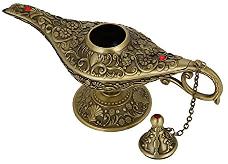 JTBDWOSK Magie Aladdin Lampe, Retro Metall Märchen Aladdin Magie Genie Teekanne Öl Lampe Home Tischdekoration,Metallisch