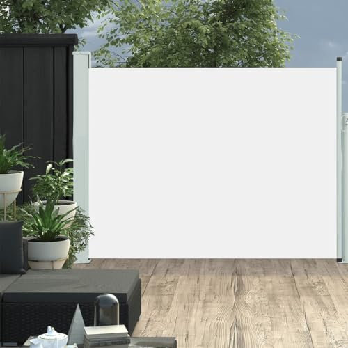 Estor Lateral, Brisa-Vista Biombo Exterior Parasol Toldo lateral retráctil Patio 140x500 cm Crema