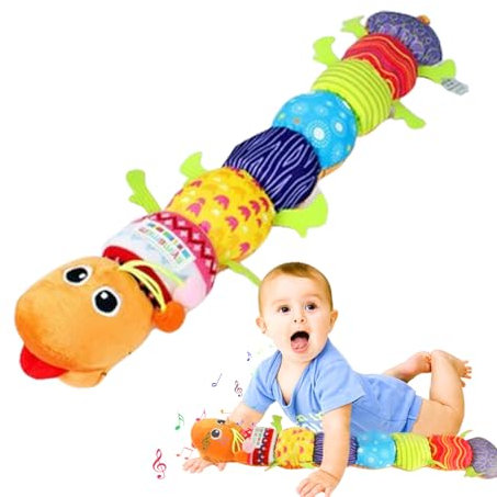 Evember Chenille aus Plüsch, musikalische Raupe, musikalische Plüschtiere, Chenille mit Rasseln, Spielzeug für Neugeborene, Montessori Spielzeug, Lernspielzeug für Alter von 0 bis 3 Jahren
