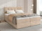 BROMARKT Boxspringbett mit Bettkasten Polsterbett mit Bonell-Matratze und Topper Doppelbett mit Stauraum Bett für Schlafzimmer gepolstertes Kopfteil Detroit 180x200 Härtegrad H3 Samtstoff Beige
