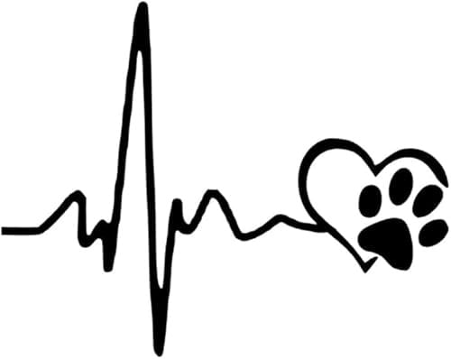 Schwarzer Auto-Aufkleber, EKG-Herz, Hunde-Fußabdruck, Fahrzeugkarosserie, Fenster, reflektierend, Auto-Styling-Aufkleber, nützlich, attraktive Aufkleber und Aufkleber