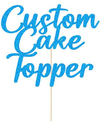 Personalised Custom Cake Toppers - Happy Birthday, Wedding, Graduation & Baby Shower (Blue, 11 Colors)