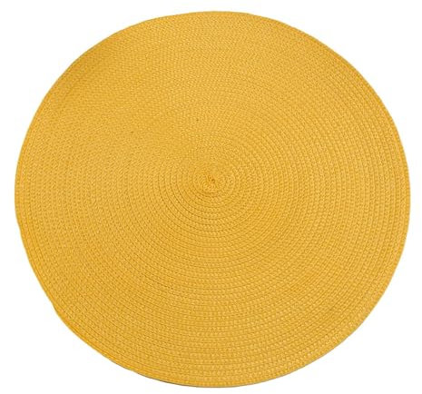 Ueiwffzo Runde Platzsets 4er Set Hitzebeständige Geflochtene Platzsets für Küchentisch 38cm Waschbare Tischsets für Küche Hochzeit Weihnacht (Gelb)