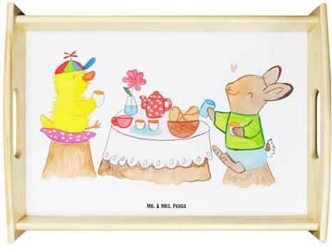 Mr. & Mrs. Panda Bandeja de servicio Pascua de Resurrección Desayuno - bandeja de desayuno, Pascua conejo, saludos de pascua, picnic, bandeja de cocina, pollito de pascua, bandeja de madera, primavera