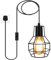 Plug in Pendant Light Fitting, Farmhouse Hanging Lights with Plug in Cord 450cm, Black Metal Cage Plug in Ceiling Light, Industrial Hanging Light Fixtures with On/Off Switch, for Kitchen, Loft Light