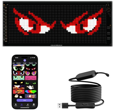 JDVOOTD Double Rangée Panneau Affichage LED | 27 X 12 cm | Plaque LED Lumineux Message | USB 5V | Flexible | Panneau LED Programmable Contrôle | Magasin, Publicitaire, Bar, Party