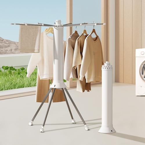 Tripod Clothes Drying Rack,Foldable Clothes Drying Rack,Octopus Wing-Shaped Clothes Drying Rod with 4 Support Rods, Drying Rack Clothing Floor Folding for Living Room Balcony Bedroom Household