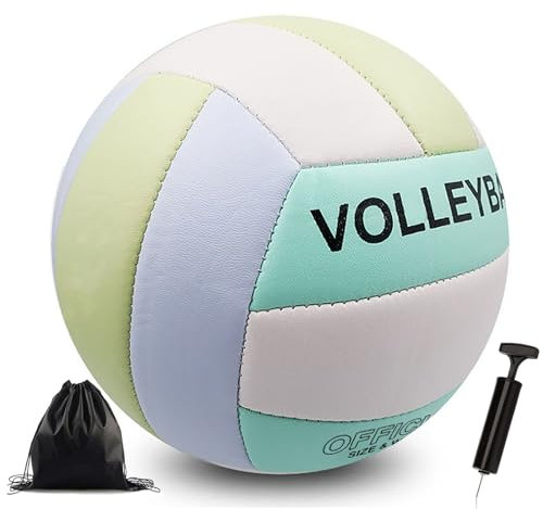 Bibykivn Volleyball,Beachvolleyball,Weicher Touch Volleyball Training für Beach Outdoor Indoor Spiel,Offizieller Größe 5,Artikel mit Rucksack und Pump Mesh Bag (B(Verstärkte Ausführung))