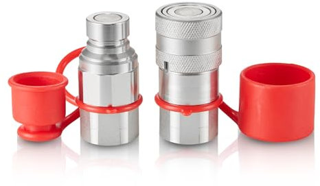 VEVOR Coupleur Hydraulique Rapide pour Chargeuse Compacte, Face Plate 1/2 et Filetage NPT 1/2, Raccord Rapide Hydraulique 1 Paire, avec 2 Capuchons Anti-poussière, 5076 PSI (ISO 16028)