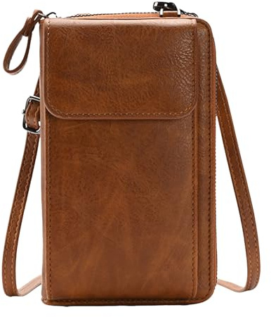Handytasche zum Umhängen Handy Umhängetasche Damen PU-Leder Große Kapazität Handytasche mit Geldbörse zum Umhängen Umhängetasche Damen Multifunktionale Crossbody Tasche mit 4 Kartenfächer (Braun)
