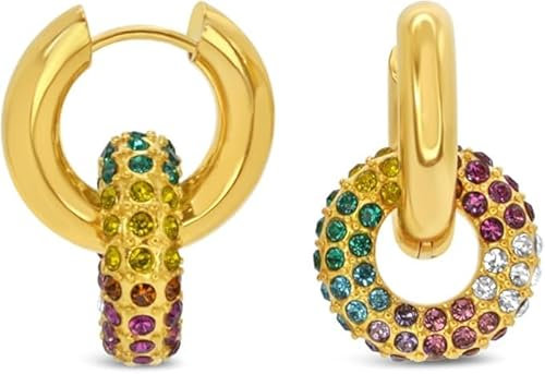ARS-ARGENTI Creolen Ohrringe Damen Mädchen Sterling Silber 925 Gold 18K - hypoallergen (Edle Doppel-Creolen für den perfekten Business-Look PENELOPE Edelstahl 18K vergoldet 16x1mm)