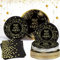 Bdecoll Tovaglioli per piatti di carta di Capodanno, 25 ospiti, felice, Capodanno, decorazione per feste, accessori per feste di Capodanno, accessori per feste di Capodanno 2025 (oro nero)